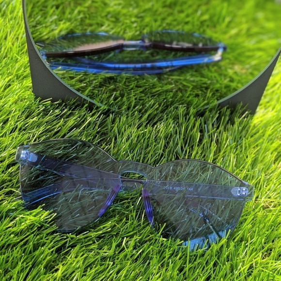 Blue Rimless Sunglasses - Picture 3 of 4